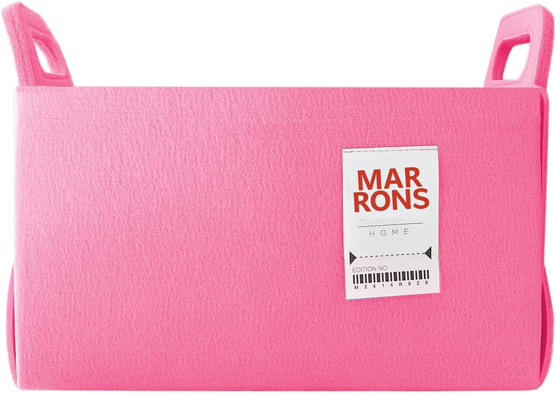 Contenedor fieltro rosa plegable 11x7.1" asas