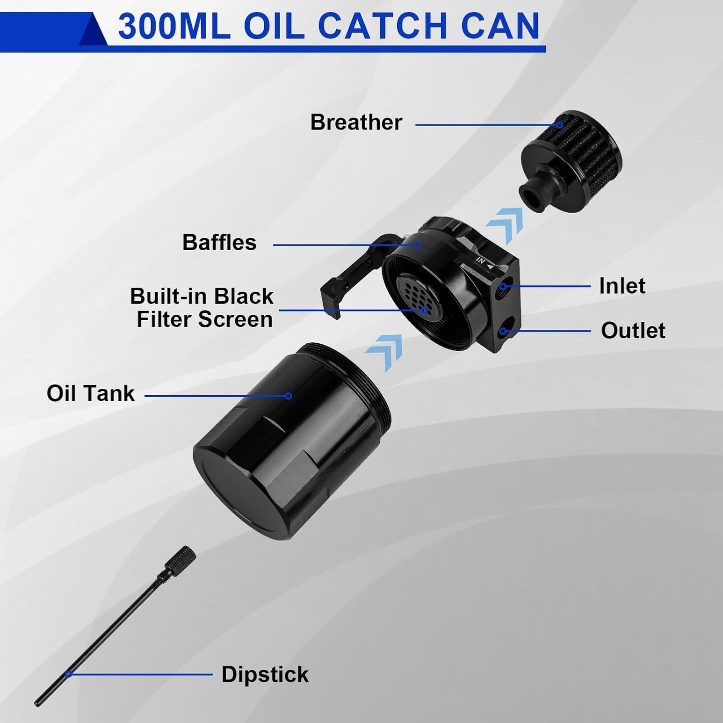 Kit tanque aceite 300ml negro deflector manguera combustible