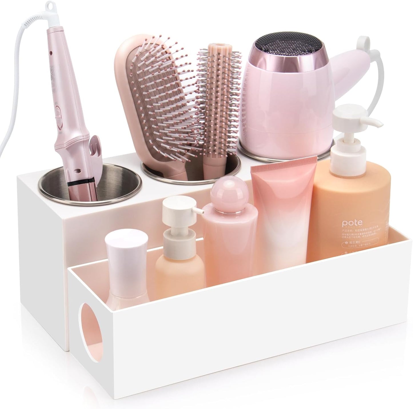 Organiz. herramientas pelo baño blanco