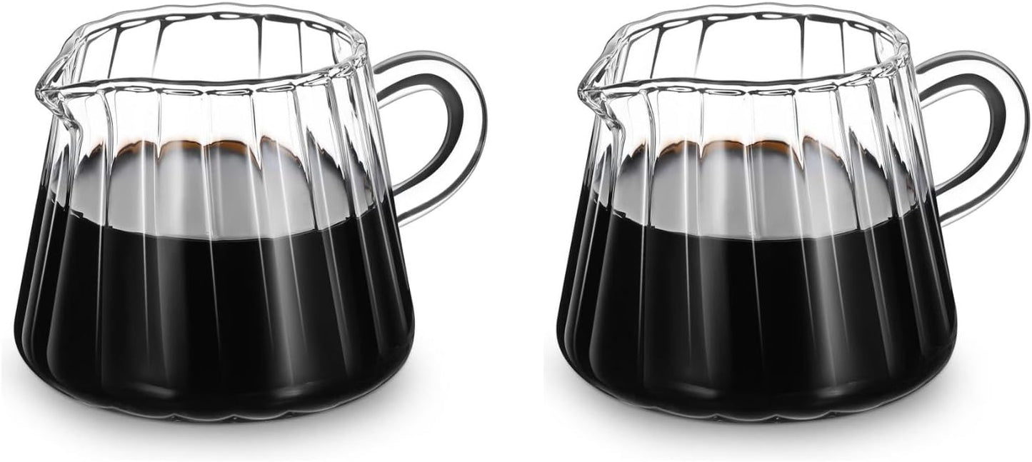 Jarra Vidrio Crema 2 Pzas 6.8oz para Café Té Hogar Cafetería