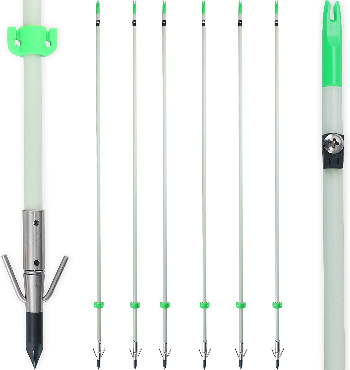 Flechas pesca arco 34pulg luminosas 6 Pzas blanco