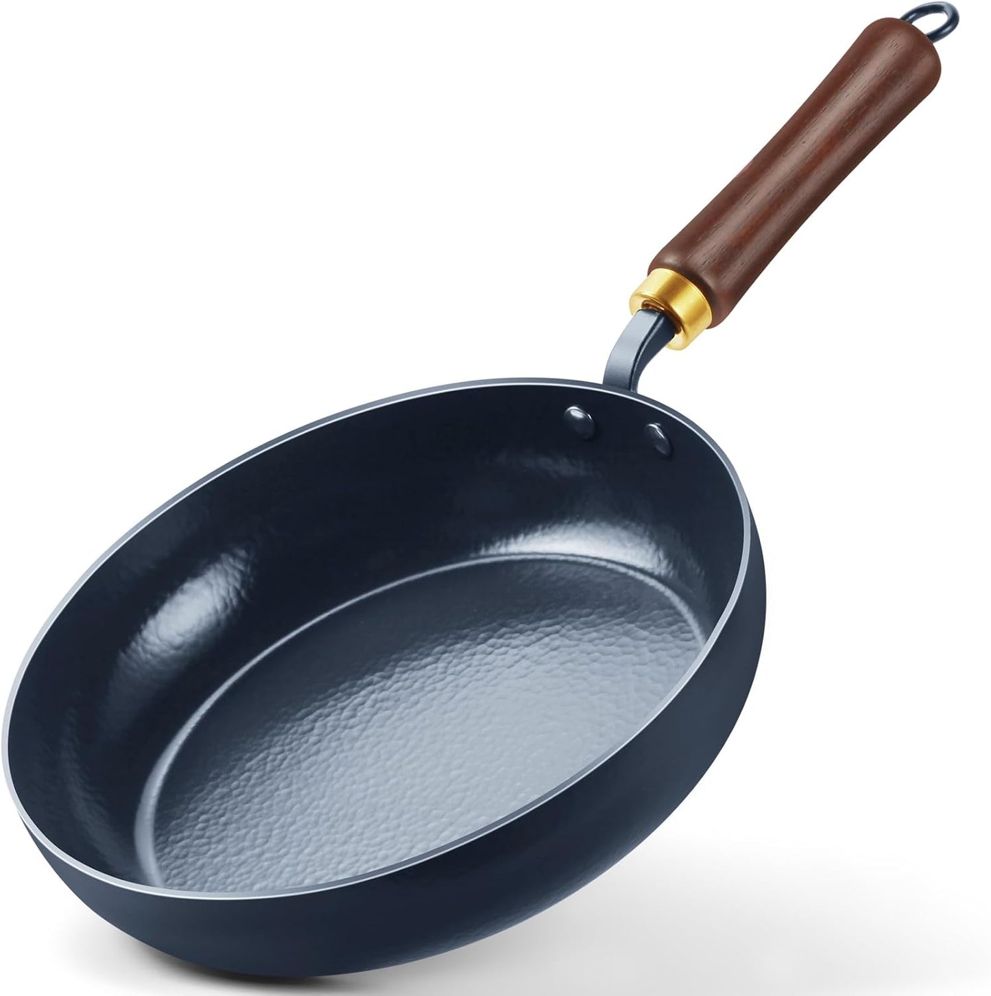 Sartén acero al carbono esmaltado 11pulg antiadherente mango madera