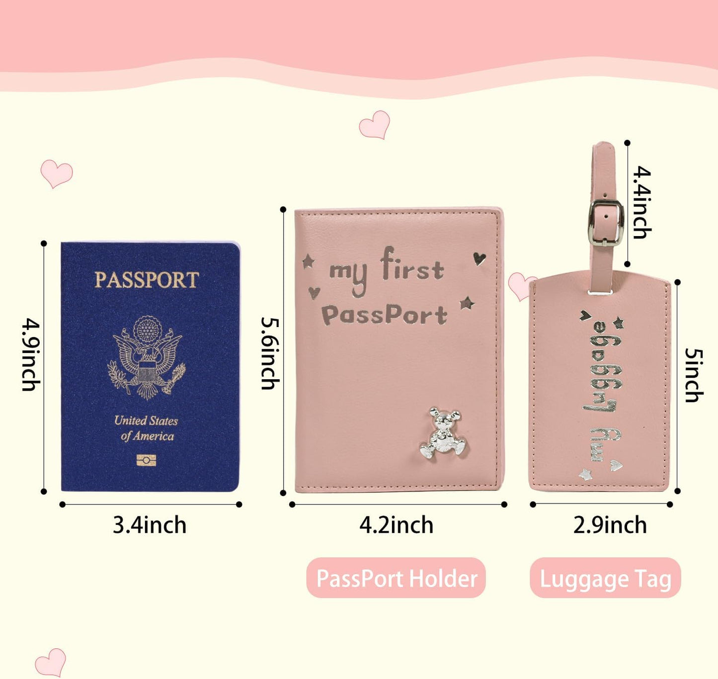 Funda pasaporte bebé con etiqueta equipaje rosa para niños