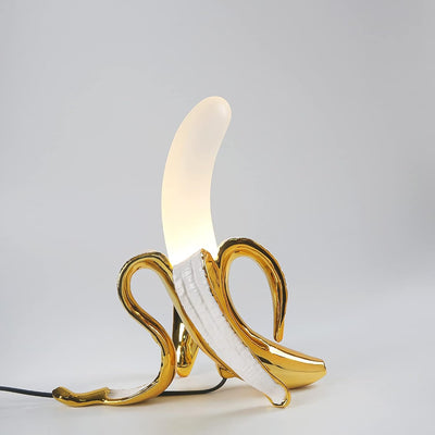 Lámpara mesa resina chapada plátano iluminación