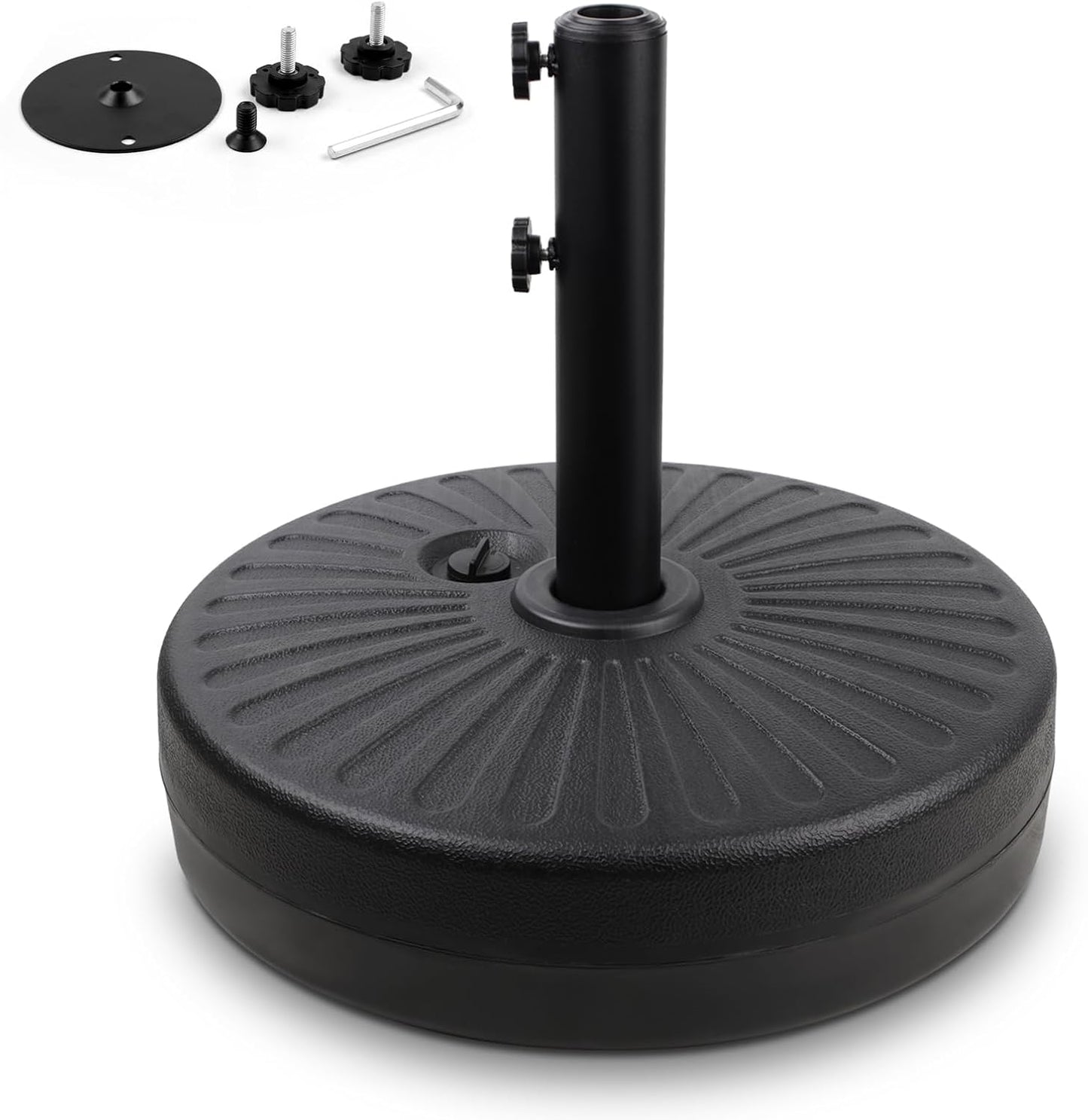 Soporte paraguas acero 20" capacidad 50lb negro