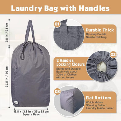 Bolsa lavandería nailon resistente asas cierre cordón viaje
