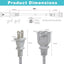 Cable extensión 2 clavijas 15ft 16AWG gris 13A 1625W