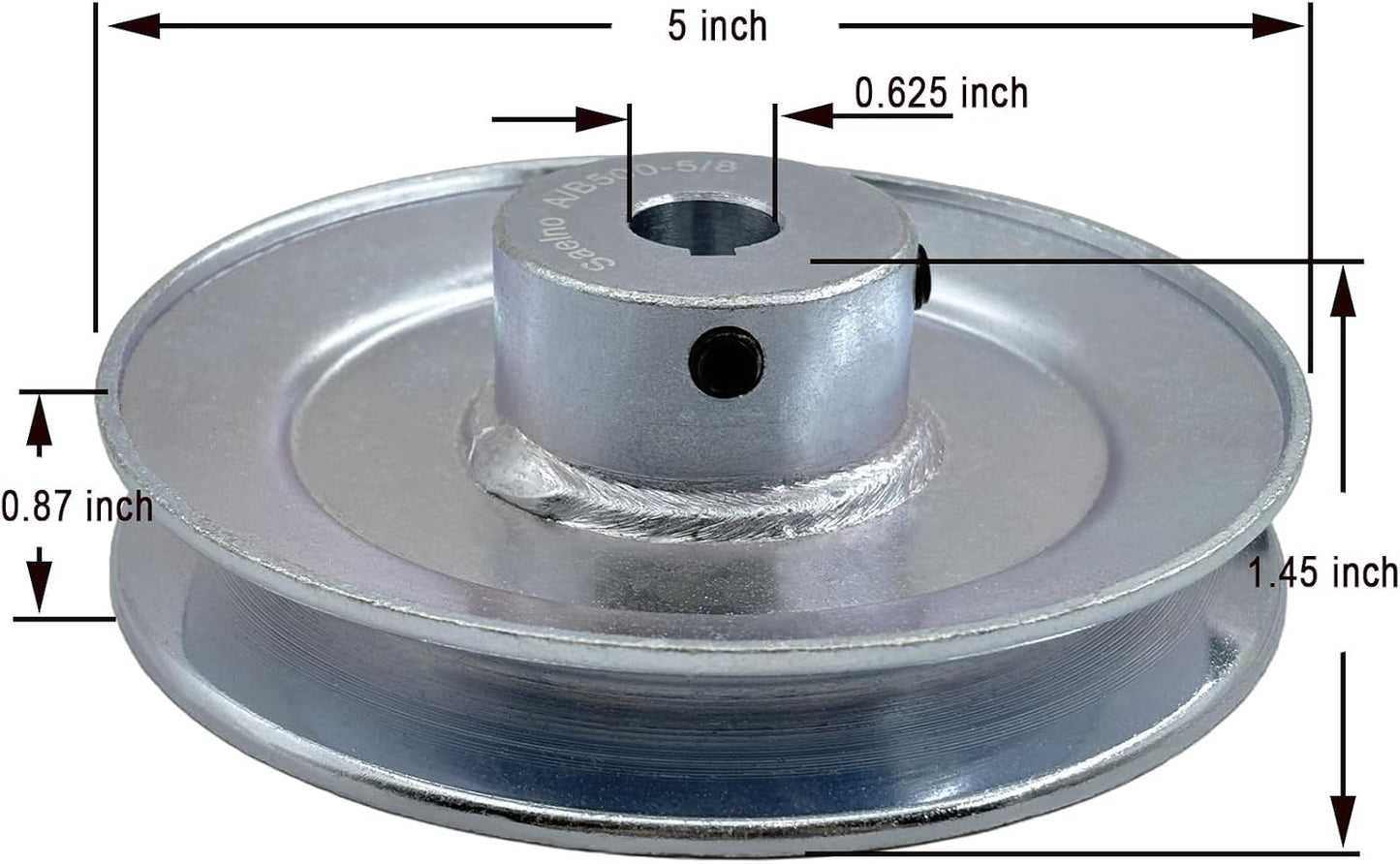 Polea correa V 5/8 pulg acero carbono para A B 5L 4L