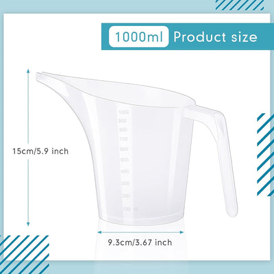 12 Pzas Jarra Medidora Plástico 33oz con Asa Boquilla