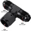 Adaptador Tee T AN8 Aluminio Negro con Giratorio