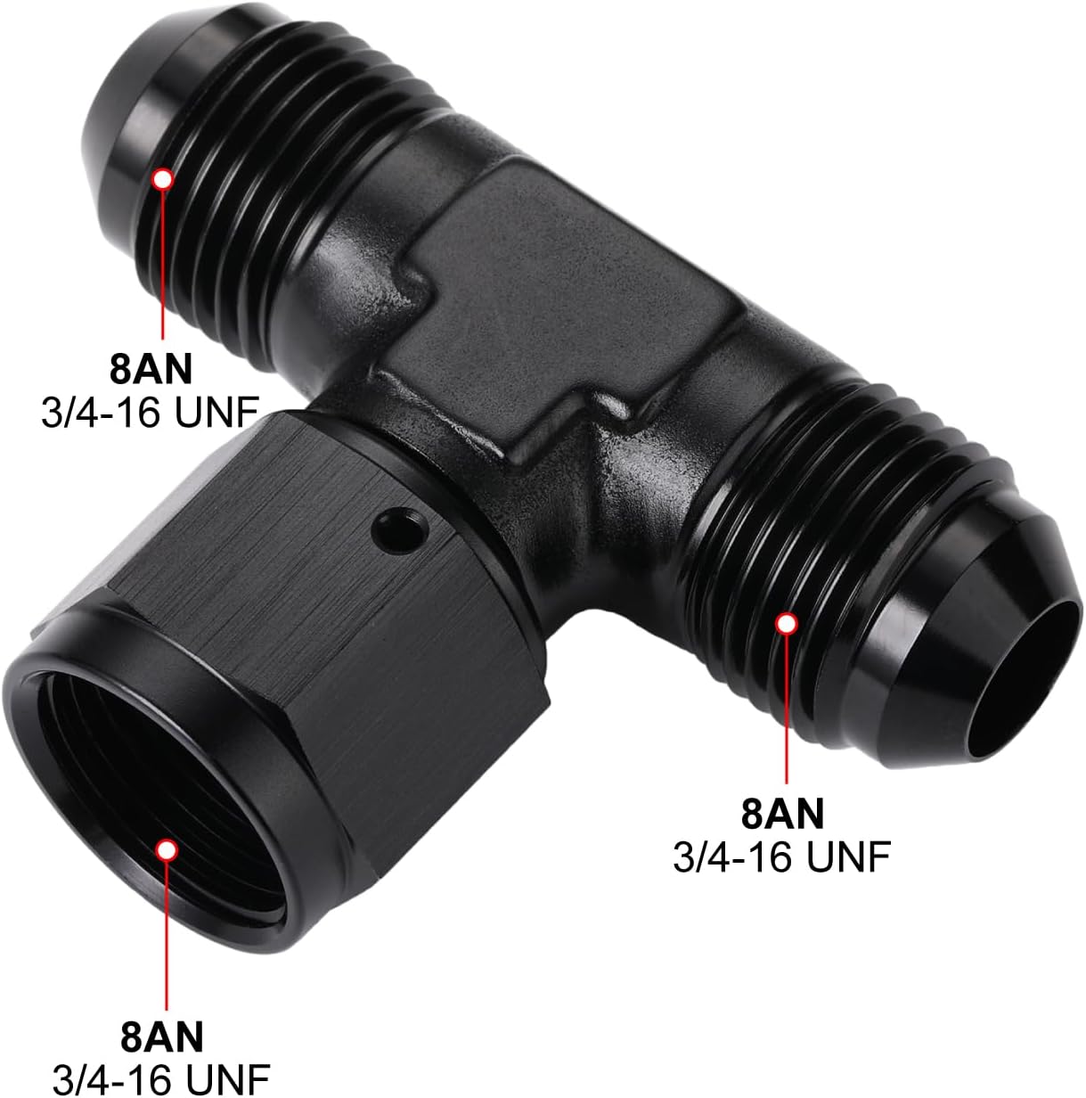 Adaptador Tee T AN8 Aluminio Negro con Giratorio