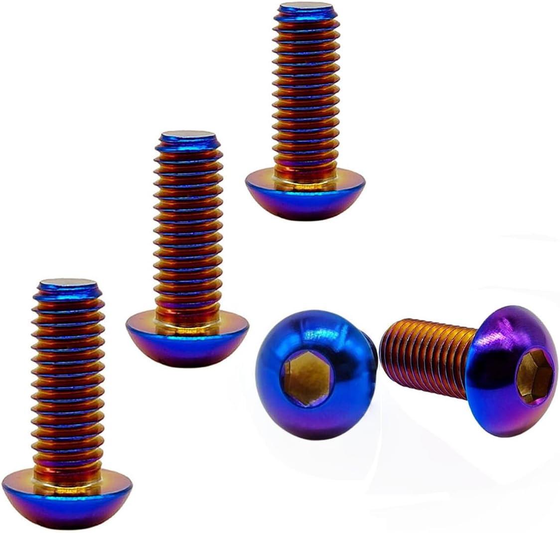Tornillos titanio cabeza botón cavidad hexagonal azules 5 pzas