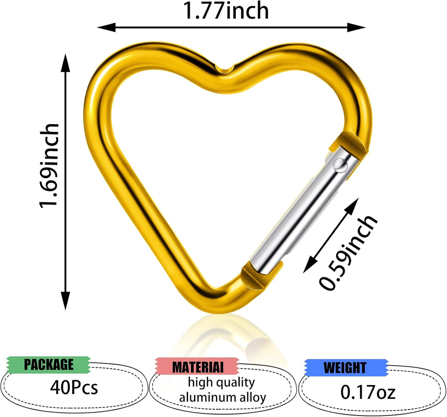 40 Pzas Clip Llavero Corazón Mosquetón Aluminio