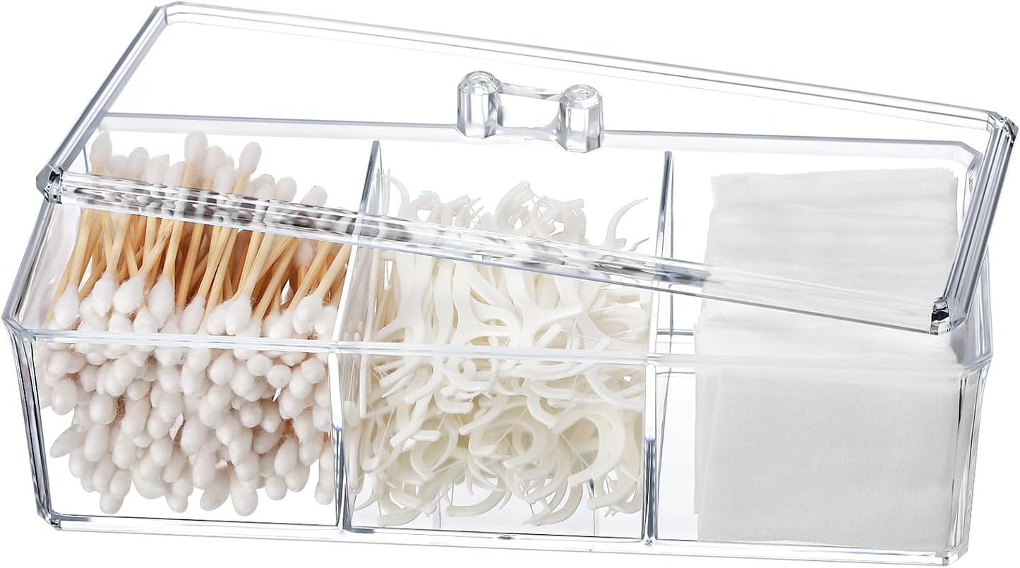 Organiz. bastoncillos 3 compart. con tapa frasco algodón