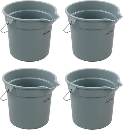 4 Pack Cubeta Limpieza 14qt Redonda Resistente Gris