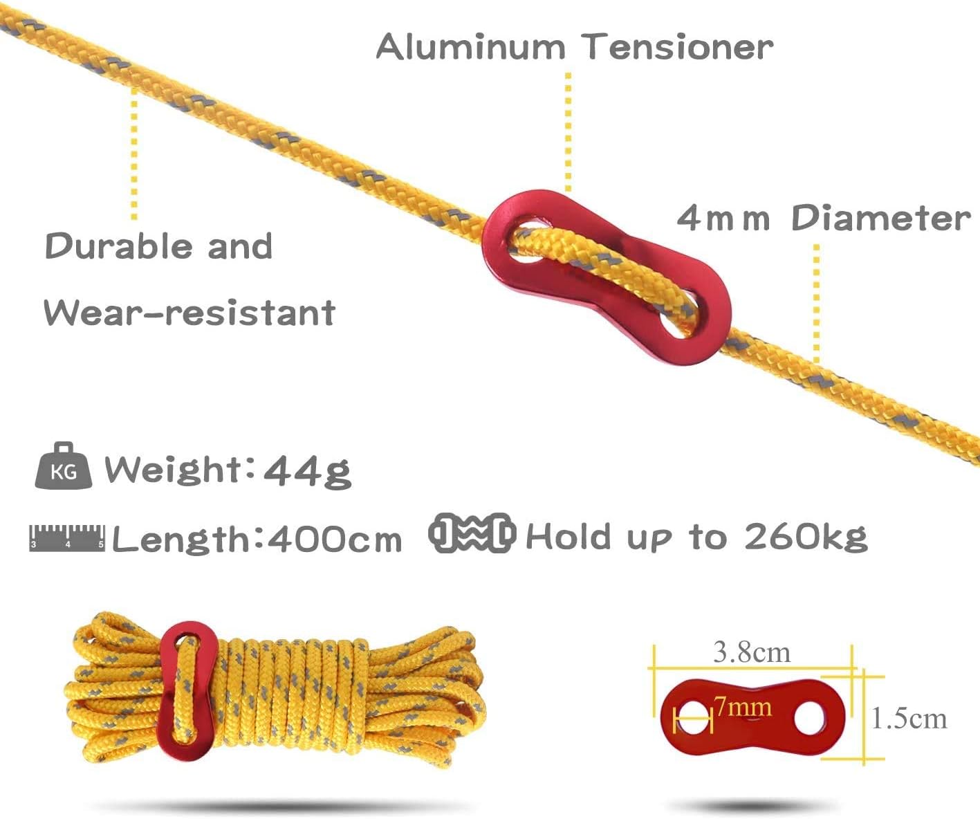 6 Cables 0.157" aluminio camping