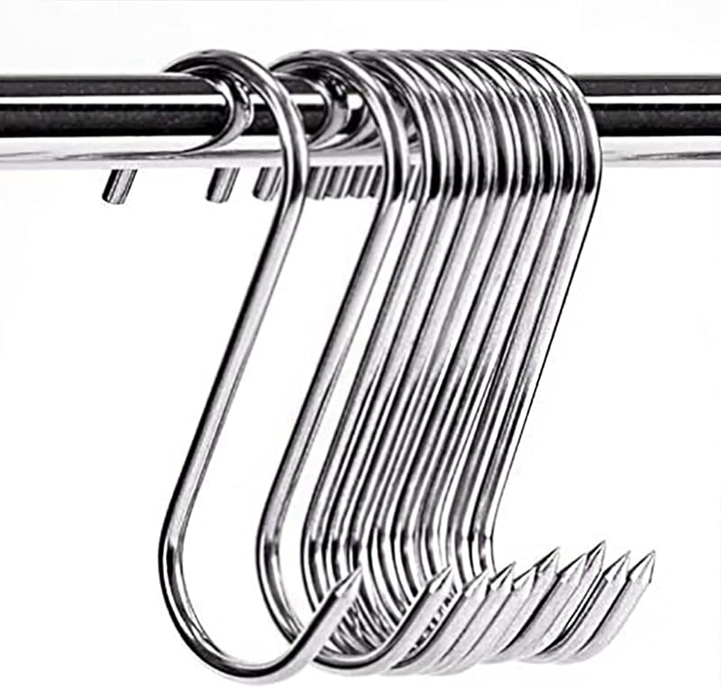 Ganchos carne acero inox 4" set 10 para ahumar y secar