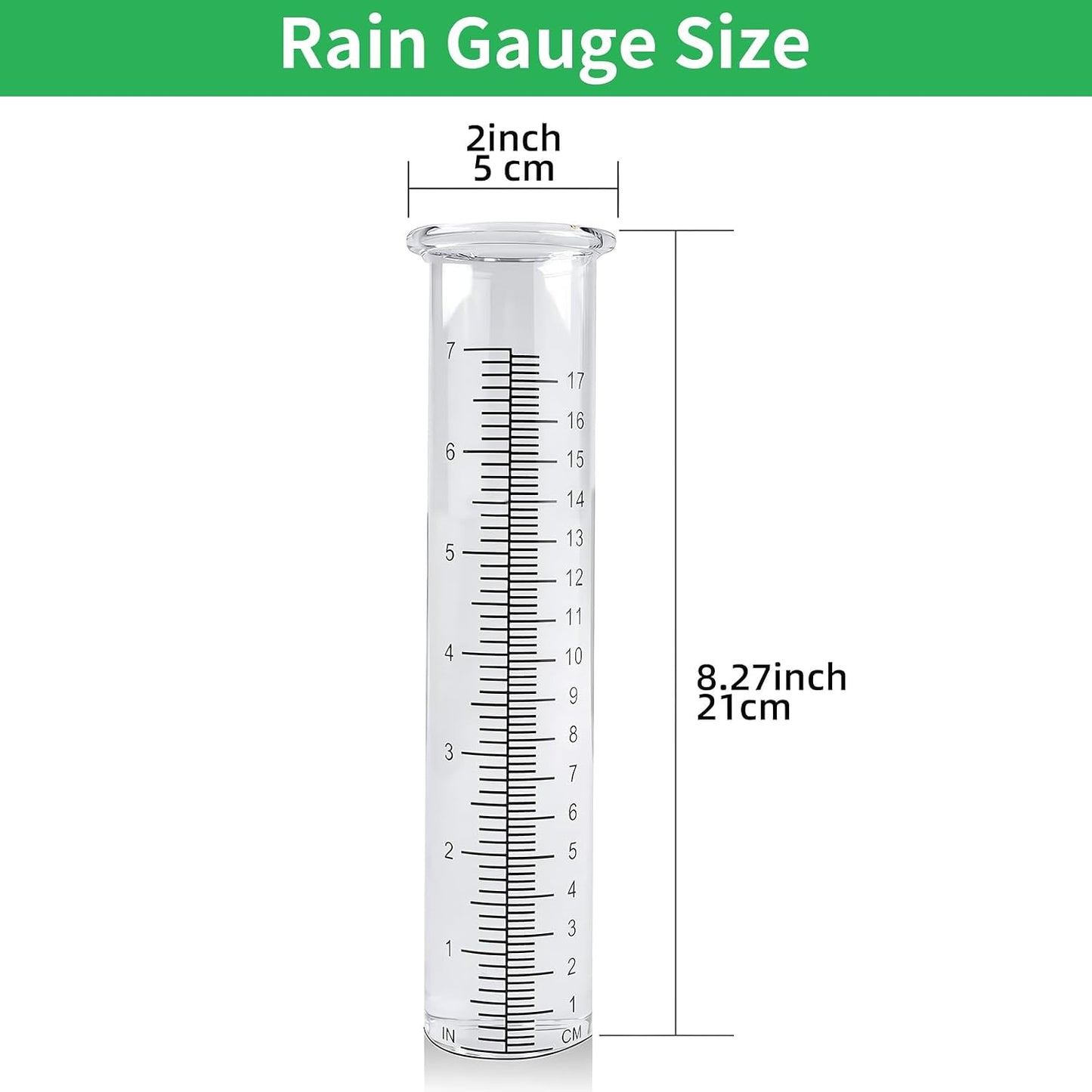 Tubo repuesto medidor lluvia 7" vidrio 8.27x2" 2uds