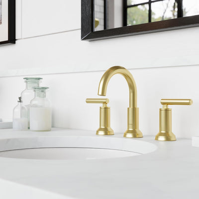 Grifo lavabo baño 8pulg 2 manijas 3 orificios dorado