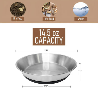 2 Pzas Cuencos Acero Inox para Gatos con Base Antiderrap
