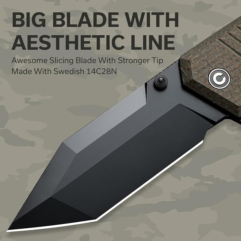 Navaja bolsillo EDC cuchillo plegable 3.98pulg mango micarta