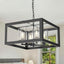 Candelabro negro 4 luces estilo granja con pantalla vidrio