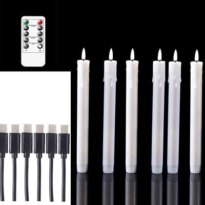 6 Velas Led Recargables Blancas 10pulg Con Control Remoto