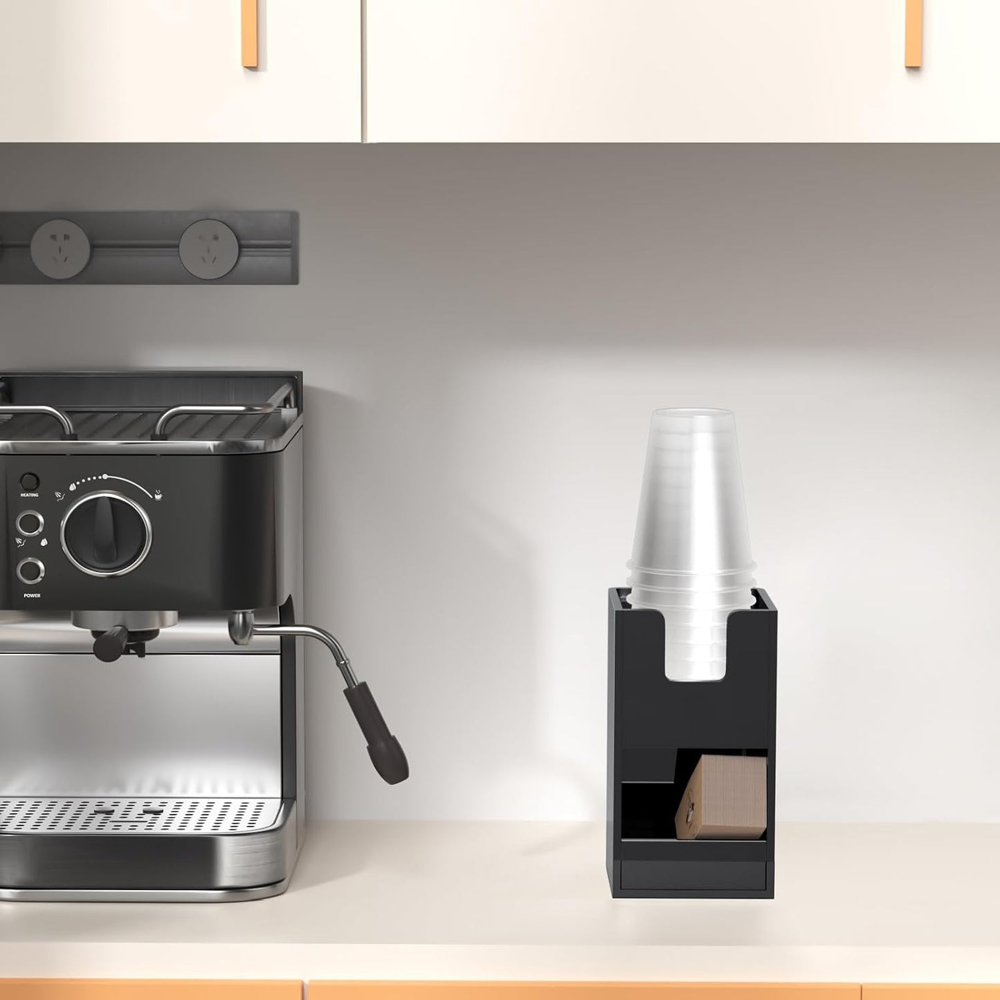 Organiz. condimentos tazas café 2 niveles acrílico negro