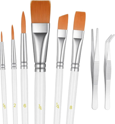 Juego de 6 pinceles de pintura para tartas con pinzas rectas y curvas