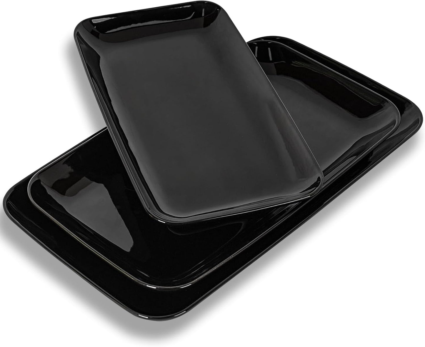 Set 3 platos rectangulares porcelana 16/14/12 pulg negra