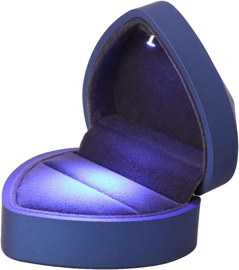 Caja anillo propuesta con luz LED aretes corazón aniversario