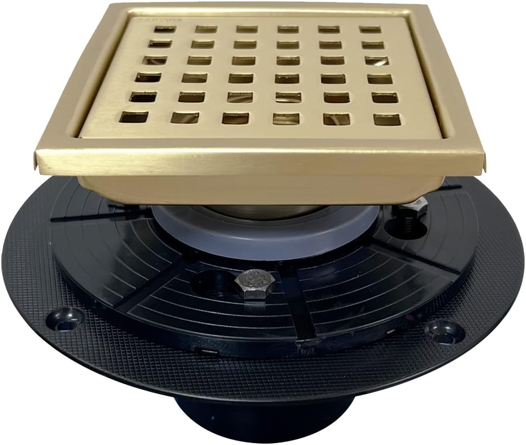 Desagüe cuadrado ducha 4pulg dorado cepillado acero inox