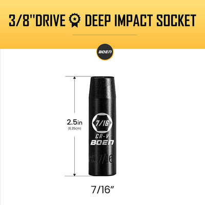Zócalo impacto profundo 3/8pulg acero Cr-V 6 puntos SAE