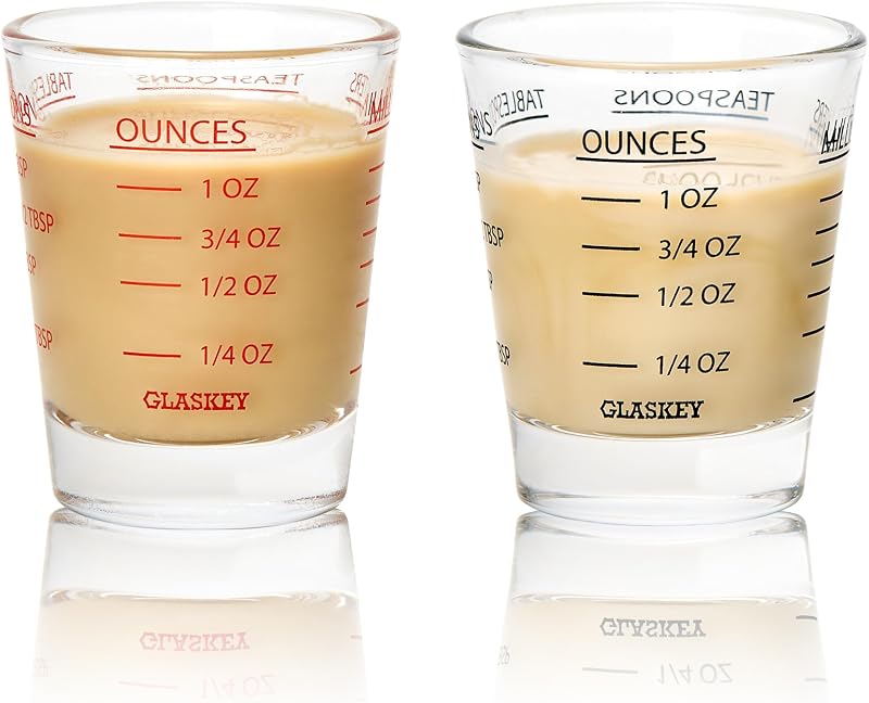 Set 2 Vasos Medidores Vidrio Resistente para Café y Cócteles