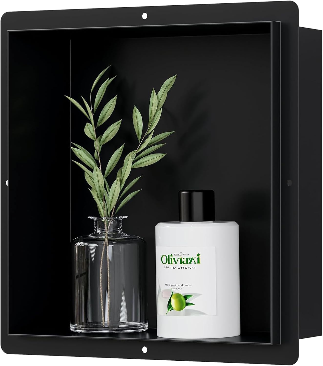 Nicho ducha negro acero inox 304 estante baño 12x12x4pulg