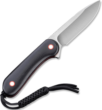 Cuchillo fijo 3.98pulg asa G10 funda cuero para EDC