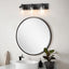Lámpara tocador 3 luces negro mate con pantalla vidrio baño