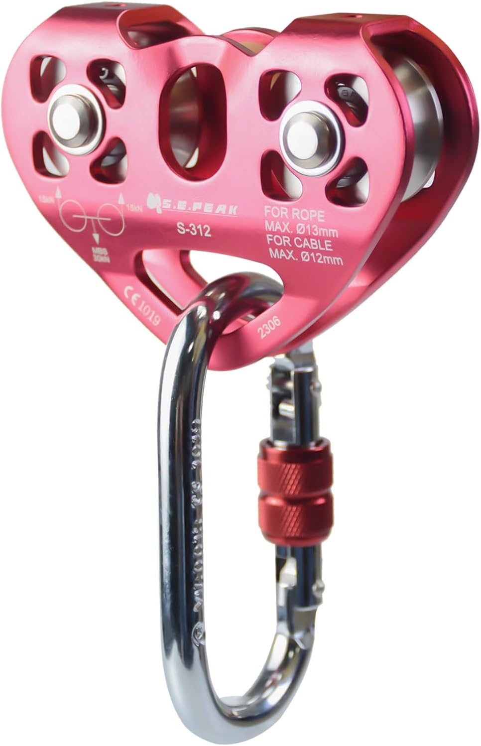 Polea doble tándem 30kN con clip acero 25kN para tirolesa