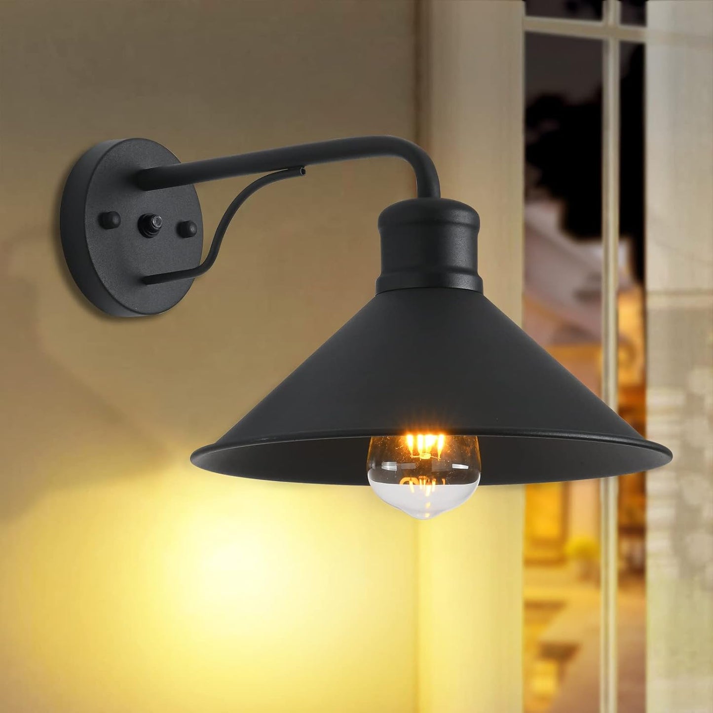 Aplique pared sensor anochecer exterior negro mate