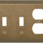 Placa pared doble conmutador latón rústico