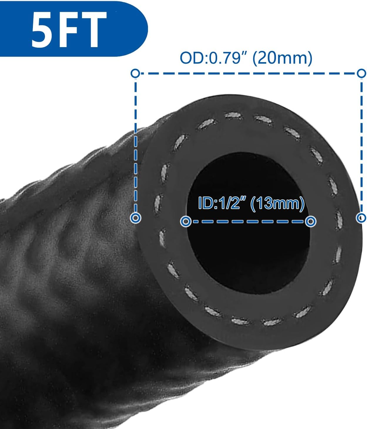 Manguera combustible goma Push Lock 1.5m 300PSI negra