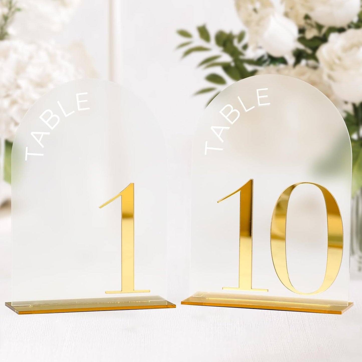Números mesa boda arco esmerilado 1-10 acrílico 5x7pulg dorado