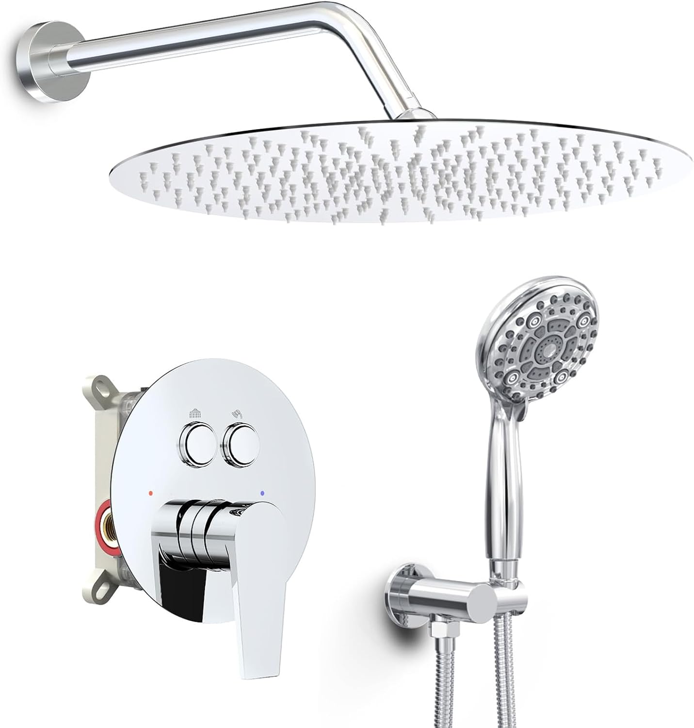 Sistema ducha multifunción 12pulg acero inox cromo
