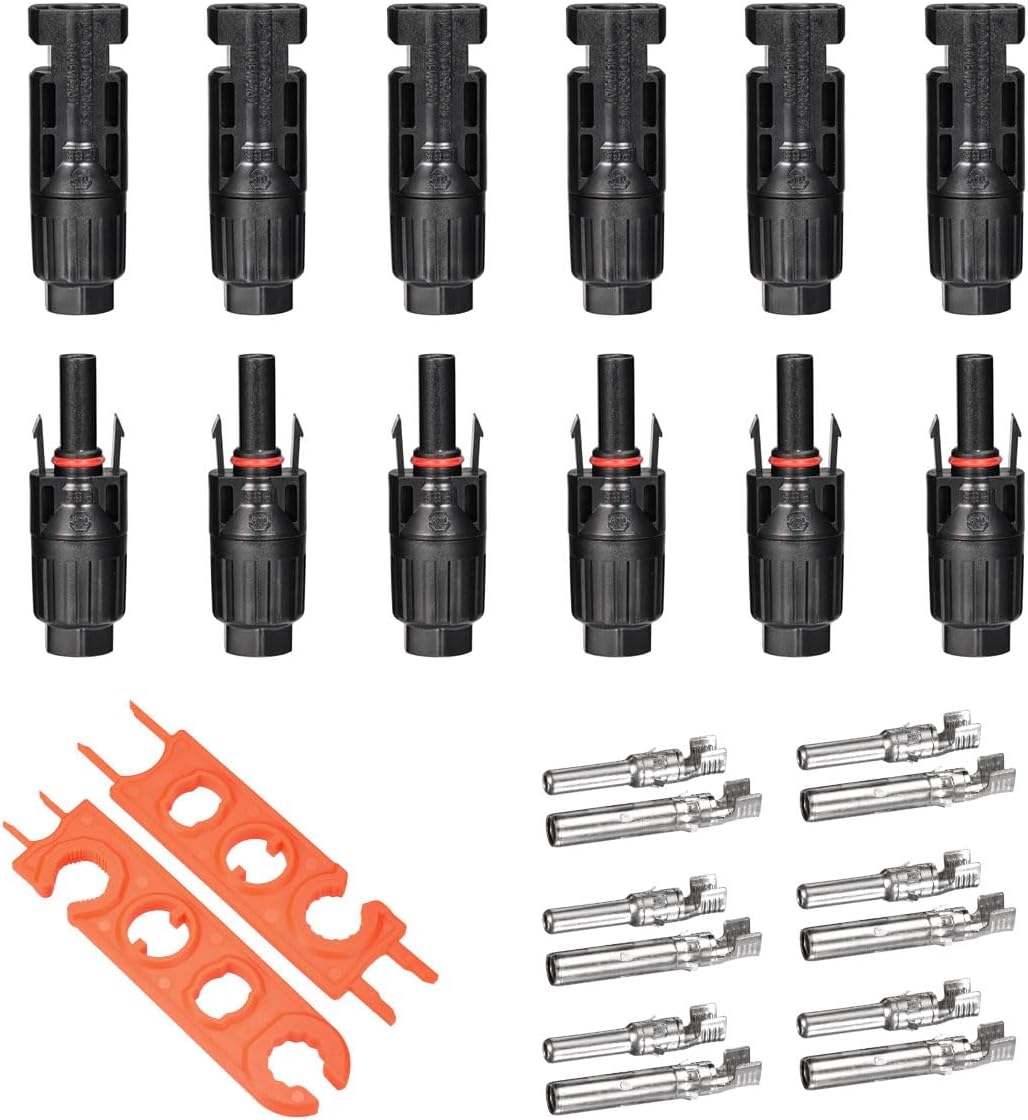 Conectores panel solar 6 pares macho/hembra impermeables