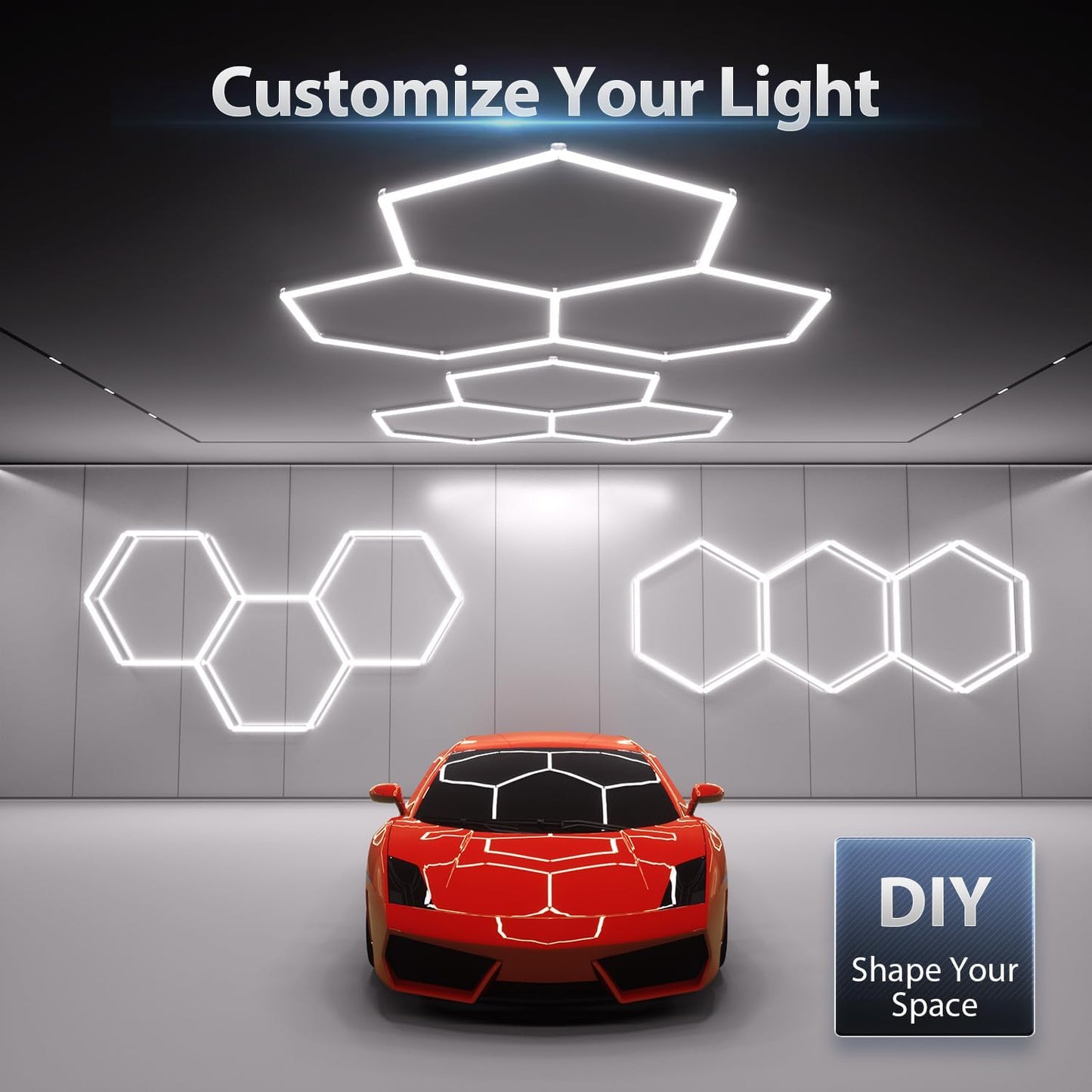 Luces LED hexagonales garaje 105W 12600LM 6500K