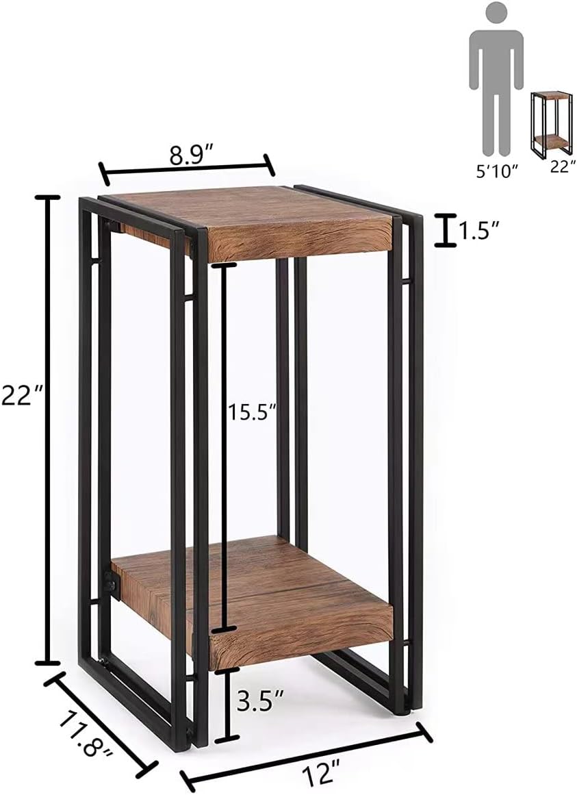 Mesa soporte plantas 22" 2 niveles marrón