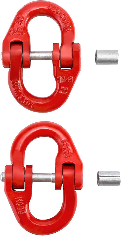 Set conectores cadena 3/8 y 5/8" acero grado 80 rojo