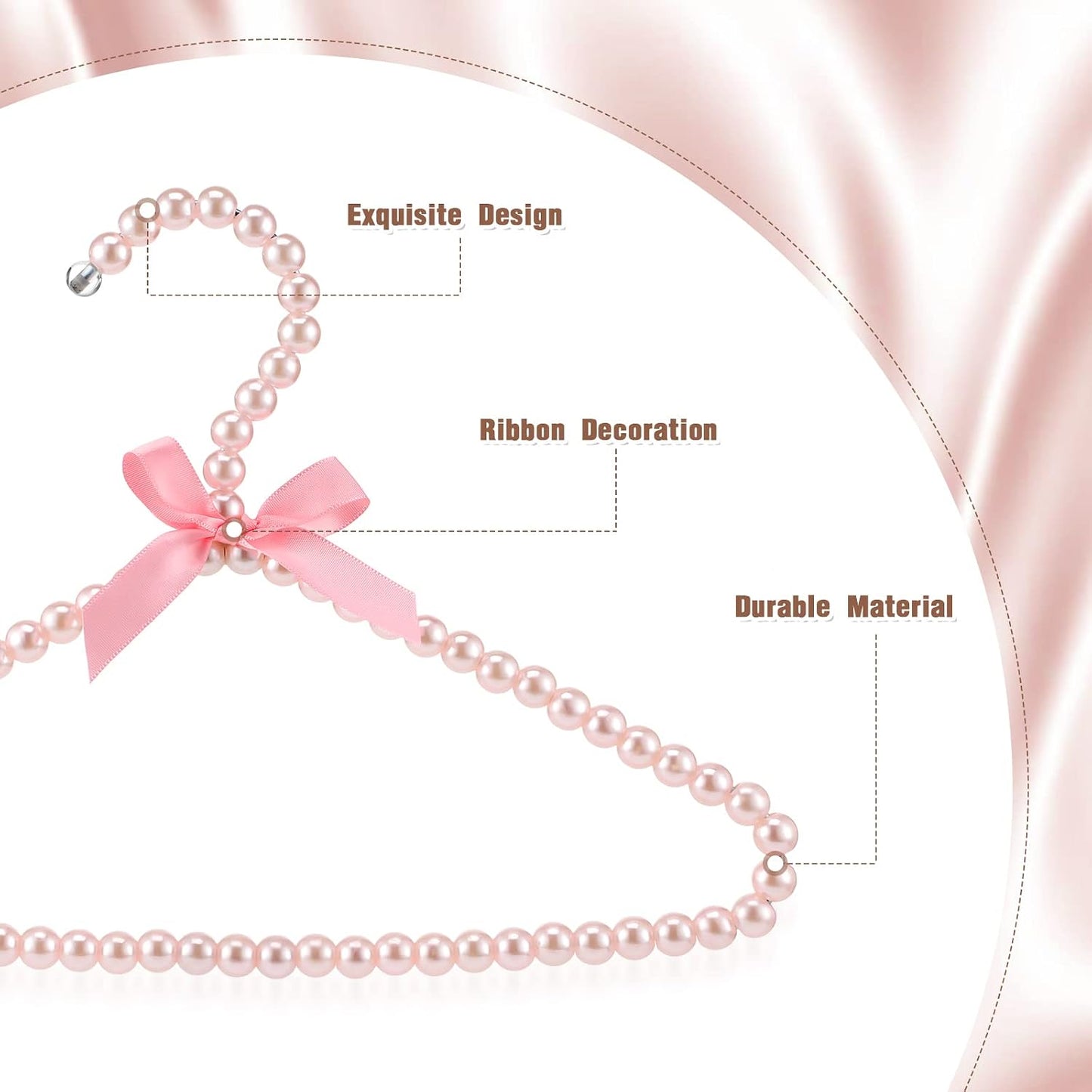 Percha metal perlas rosa 6 Pzas para niños y mascotas