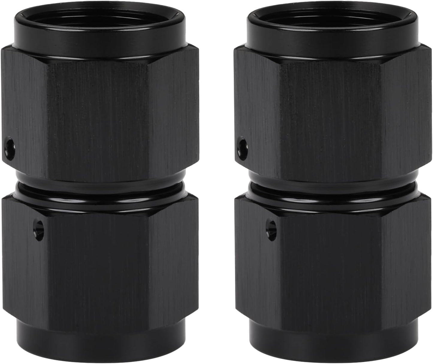 Adaptador 8AN hembra aluminio negro giro recto 2 pzas