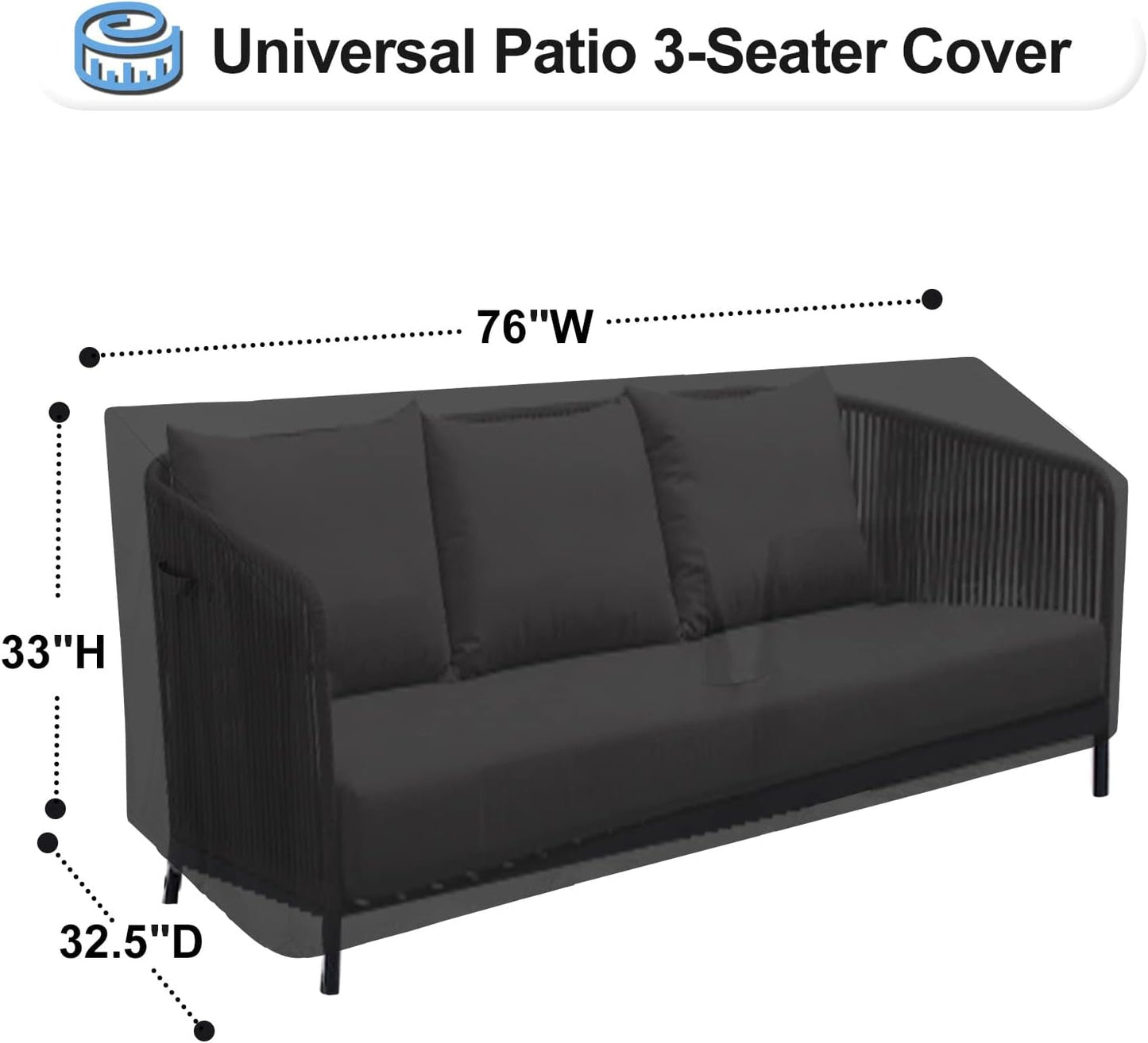Funda impermeable sofá 3 plazas patio resistente UV